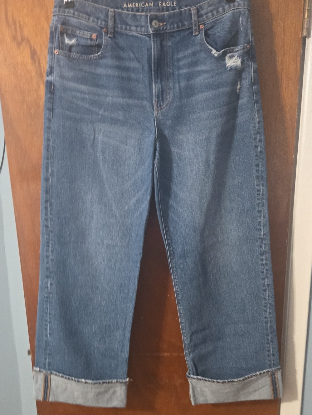 American Eagle Outfitters Women's Dark Blue Stovepipe Leg Jeans